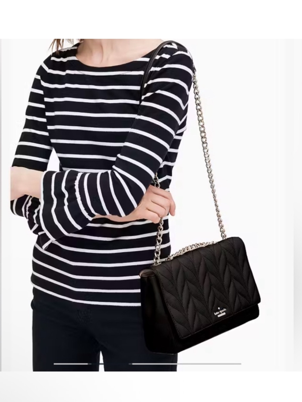 kate spade Briar Lane Quilted Emelyn Shoulder Bag in Black with Gold Chain EUC - Picture 3 of 13